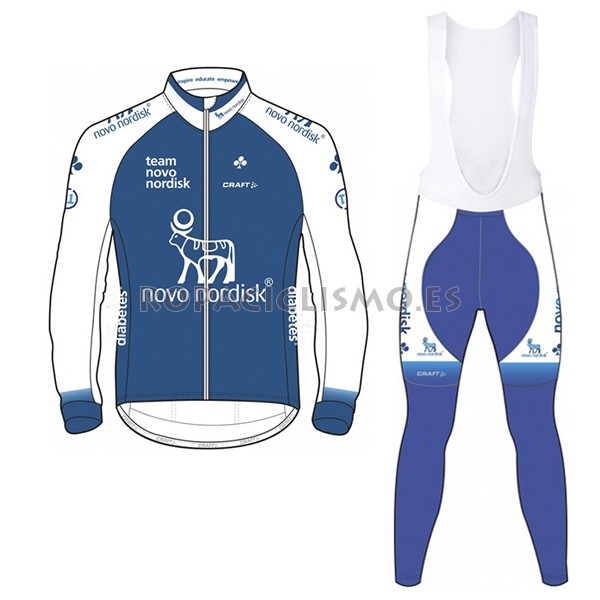 2017 Maillot Novo Nordisk Tirantes Mangas Largas Azul y Blanco